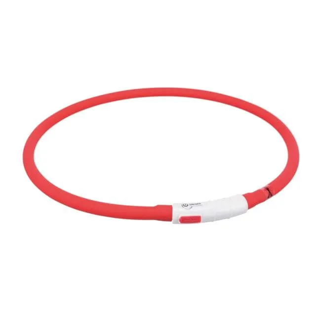 Flash Leuchtring USB, Silikon, XS–XL: 70 cm/ø 10 mm, rot